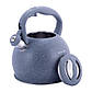 Чайник Kamille Whistling Kettle 3л з нержавіючої сталі зі свистком, сірий мармур, фото 3