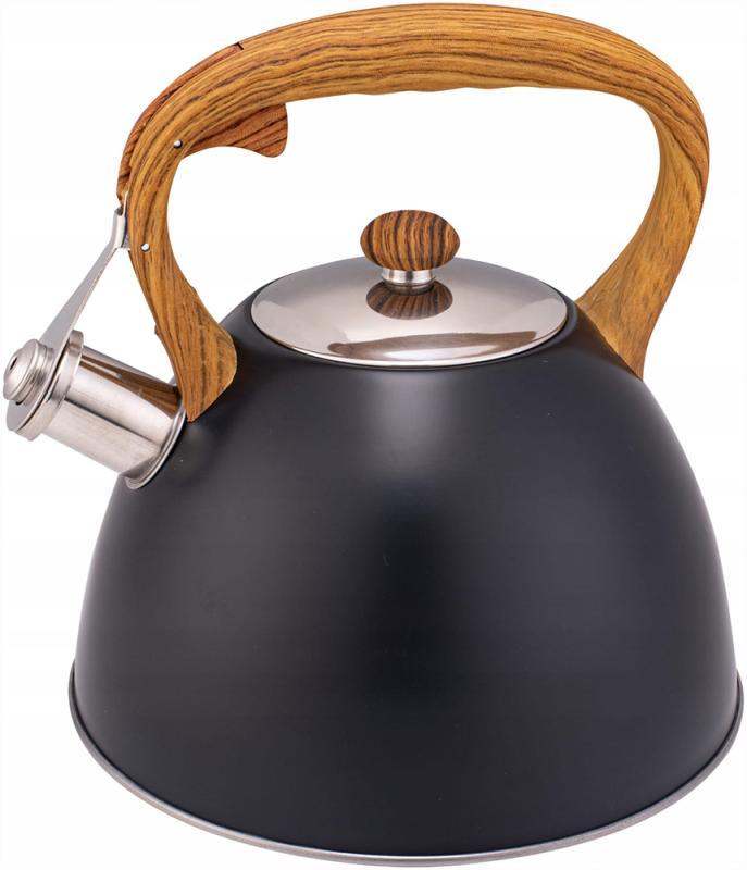 Чайник Kamille Whistling Kettle Black 3л з нержавіючої сталі зі свистком (чорний)