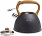 Чайник Kamille Whistling Kettle Black 3л з нержавіючої сталі зі свистком (чорний), фото 3