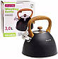 Чайник Kamille Whistling Kettle Black 3л з нержавіючої сталі зі свистком (чорний), фото 5