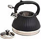 Чайник Kamille Whistling Kettle Marshmallow 3л з нержавіючої сталі зі свистком, чорний, фото 3