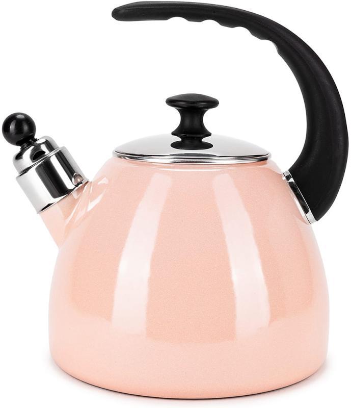Чайник емальований Kamille "Boiling Water" 2.5л зі свистком, індукційний, рожевий