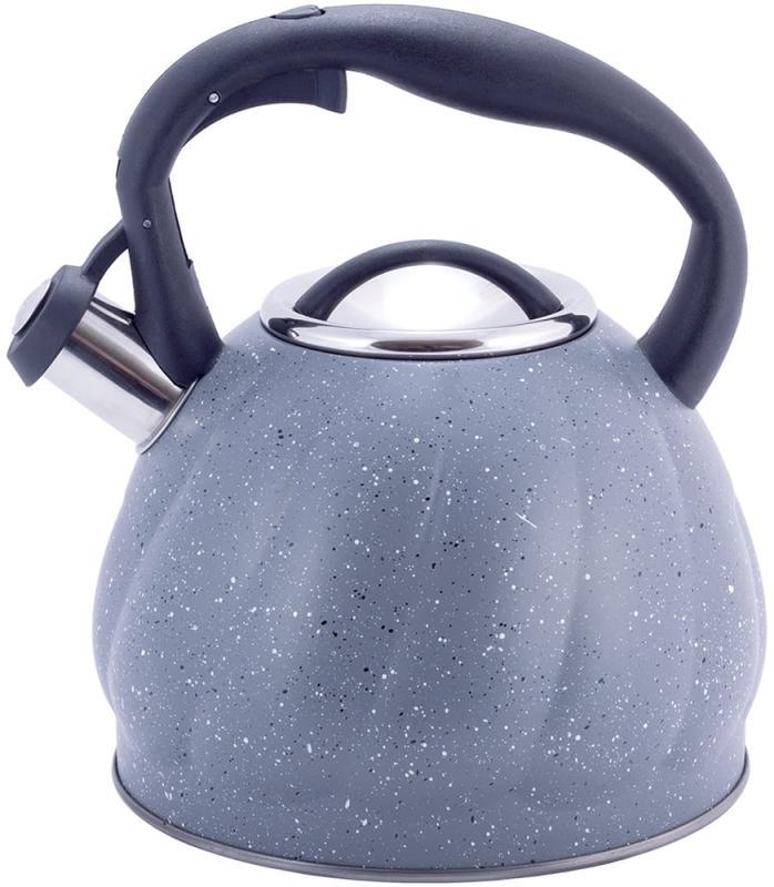 Чайник Kamille Whistling Kettle Marble 3л з нержавіючої сталі зі свистком (сірий мармур)