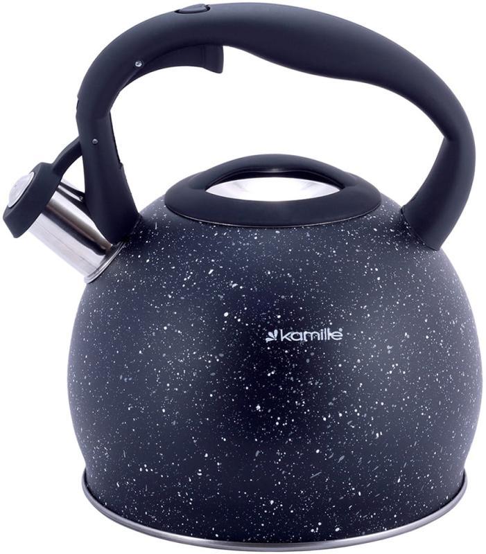Чайник Kamille Whistling Kettle 3л з нержавіючої сталі зі свистком (чорний граніт)