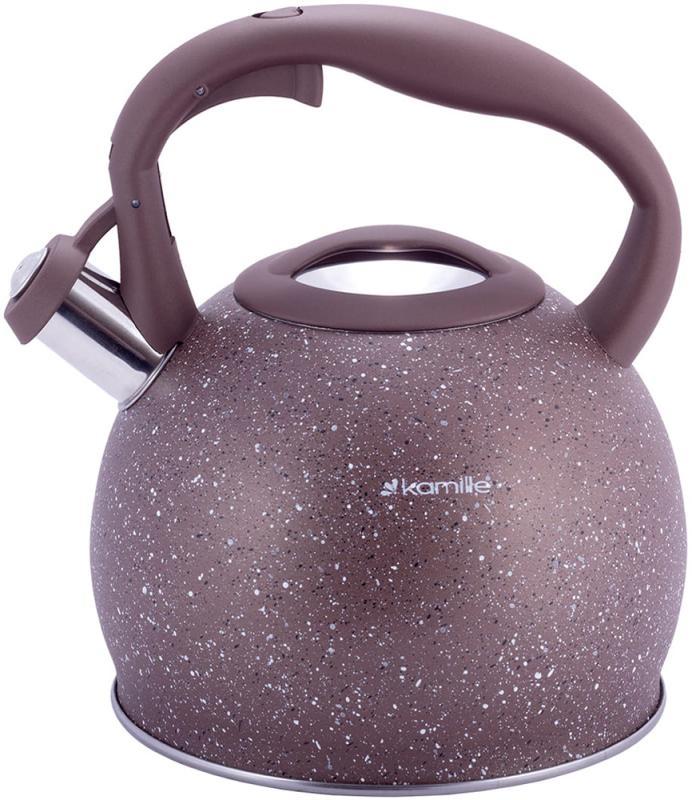 Чайник Kamille Whistling Kettle 3л з нержавіючої сталі зі свистком (коричневий граніт)