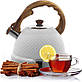 Чайник Ofenbach Whistling Kettle White 2.7л нержавіюча сталь зі свистком, білий, фото 7