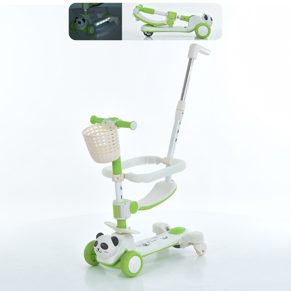 Самокат-біговел 5в1 JR3-142-GR з батьківською ручкою й кошиком, фото 1