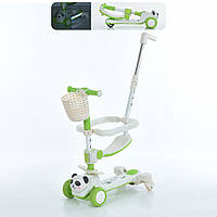 Самокат-біговел 5в1 JR3-142-GR з батьківською ручкою й кошиком