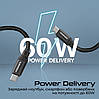 Кабель Promate Springy USB-C to USB-C 60W Power Delivery 1.2 м Black, фото 3