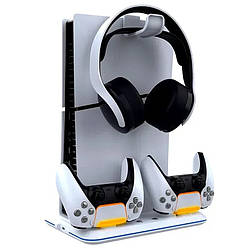 Док-станція підставка для консолі PS5 Slim Disc/Digital Ipega PG-P5S020W з охолодженням та підсвічуванням |RGB, USB/Type-C| Білий