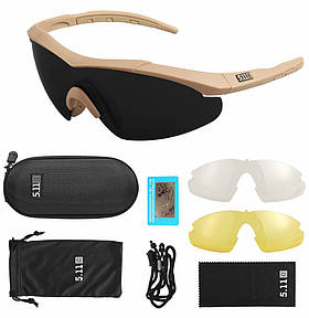 Окуляри 5.11 Aileron Shield із 3 лінзами койот оправа з поляризацією тактичні