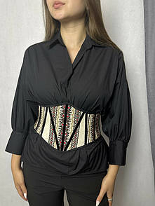 Корсет базовий жіночий чорний/коричневий двосторонній MKGM107-2