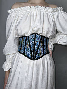 Корсет жіночий вишитий синій в українському стилі MKGM104-1