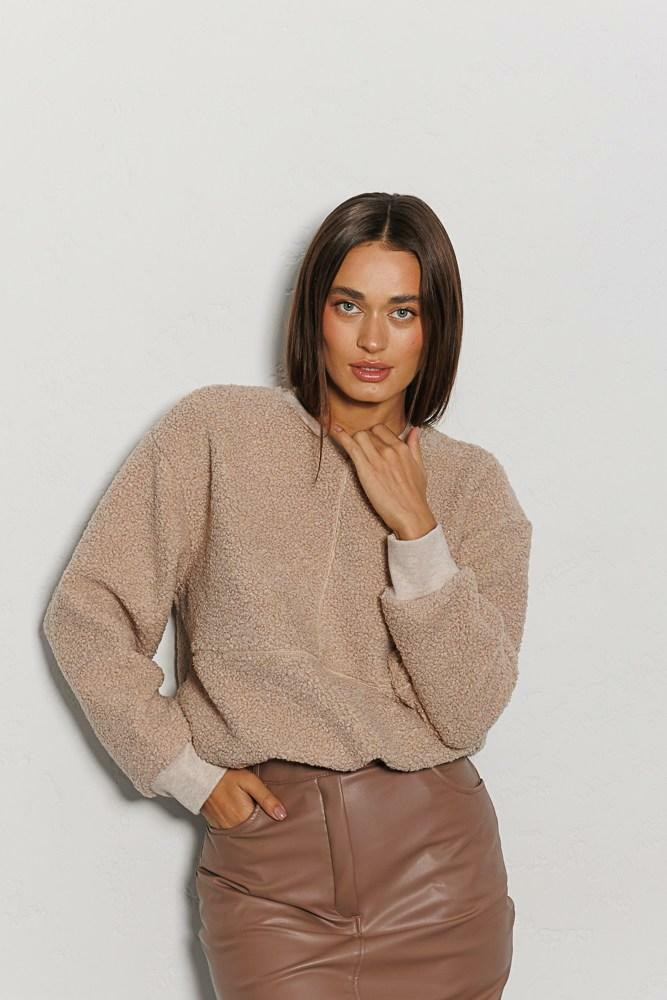 Світшот бежевий жіночий з екохутра Modna KAZKA MKAR35002-3, фото 1