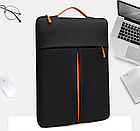 Сумка чохол для ноутбука чорна вертикальна до 14,1" чохол плоский для ноутбуку 13-14 дюймів чорний чохол під ноутбук, фото 9