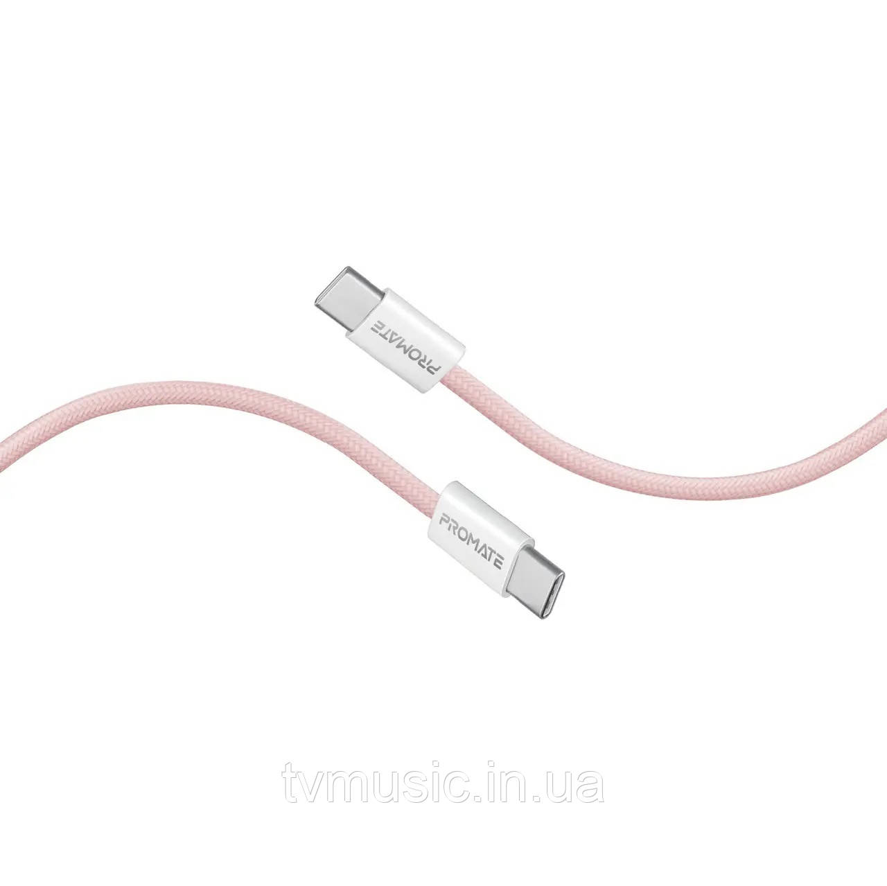Кабель Promate EcoLine-CC120 USB-C to USB-C 60W Power Delivery 1.2 м Pink, фото 1