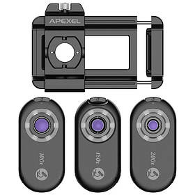 Мікроскоп для телефона 100x 150x 200x підсвітка Apexel APL-MS3IN1