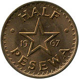 Гана › Республіка Гана ½ песеви, 1967 Бронза, 2.9g, ø 20.3mm №2040, фото 3