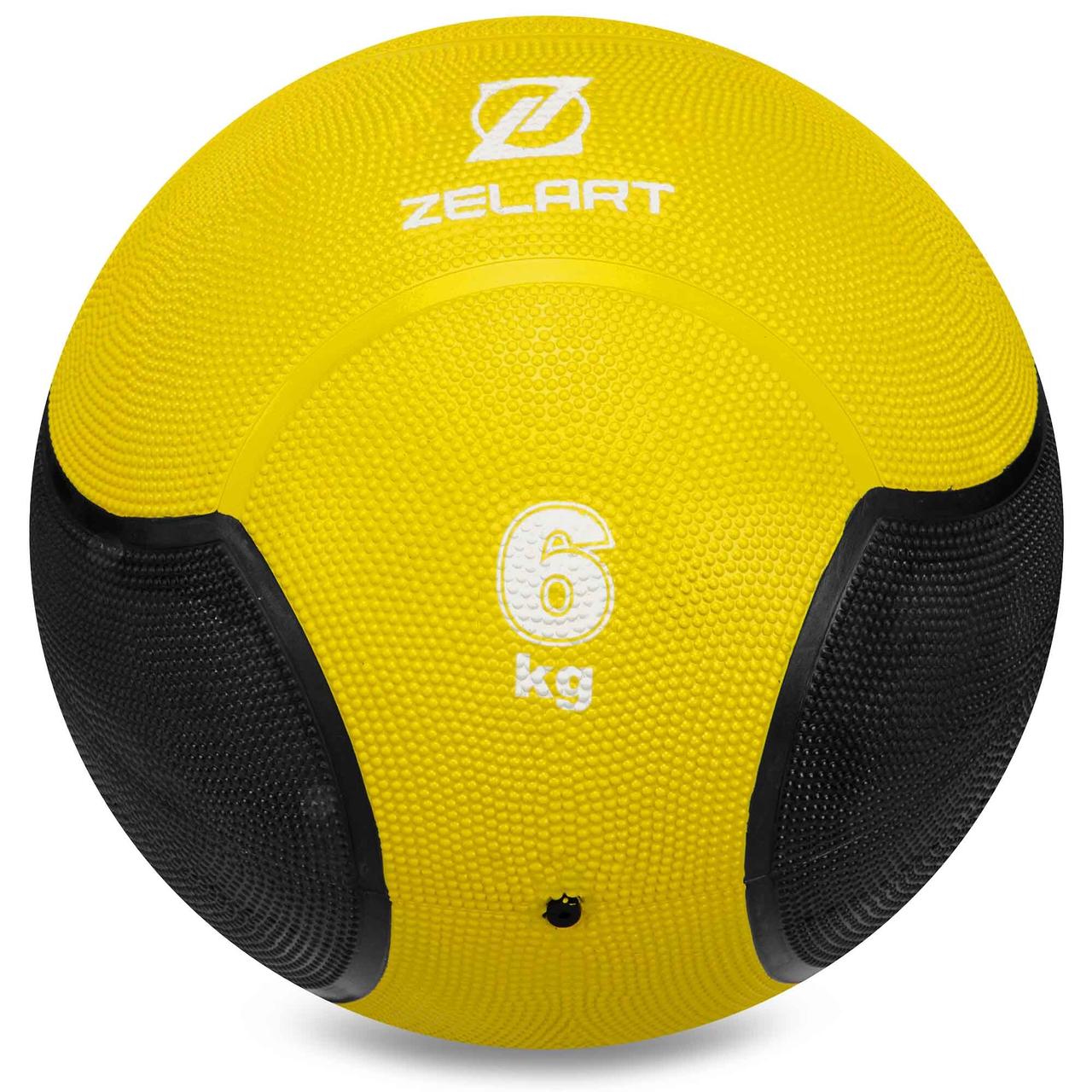 Медбол м'яч медичний Medicine Ball Zelart Жовтий-чорний (вага 6 кг) FI-5121-6, фото 1