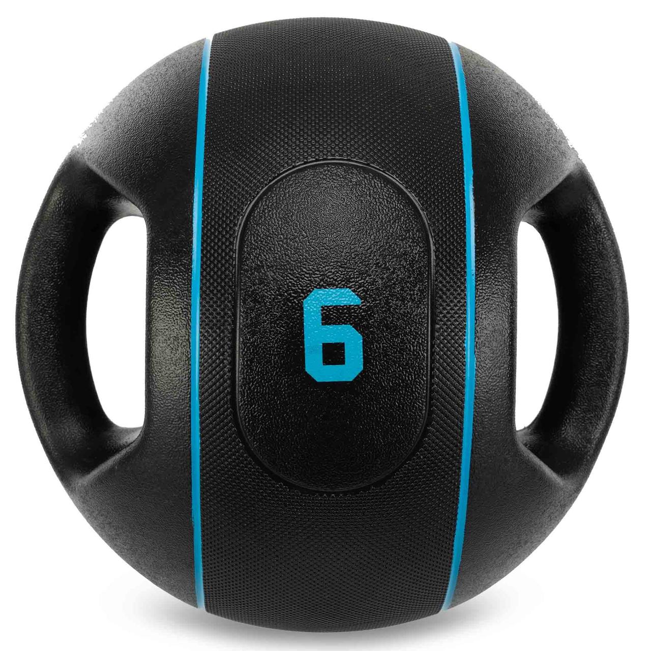 Медбол м'яч медичний дворучний з хватами LiveUp Medicine Ball Чорний (вага 6 кг) LP8111-6, фото 1