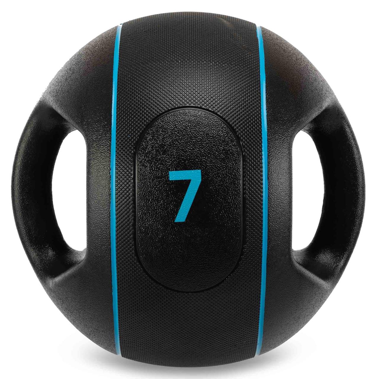 Медбол м'яч медичний дворучний з хватами LiveUp Medicine Ball Чорний (вага 7 кг) LP8111-7, фото 1
