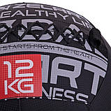 М'яч набивний медичний для кросфіту WALL BALL Zelart Чорний (вага 12 кг) FI-2637-12, фото 4