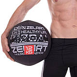 М'яч набивний медичний для кросфіту WALL BALL Zelart Чорний (вага 12 кг) FI-2637-12, фото 6