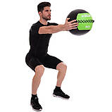 М'яч набивний медичний для кросфіту WALL BALL Zelart Чорний-Зелений (вага 8 кг) FI-5168-8, фото 2