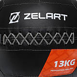 М'яч набивний медичний для кросфіту WALL BALL Zelart Чорний (вага 13 кг) TA-7822-13, фото 8