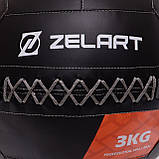 М'яч набивний медичний для кросфіту WALL BALL Zelart Чорний (вага 3 кг) TA-7822-3, фото 8