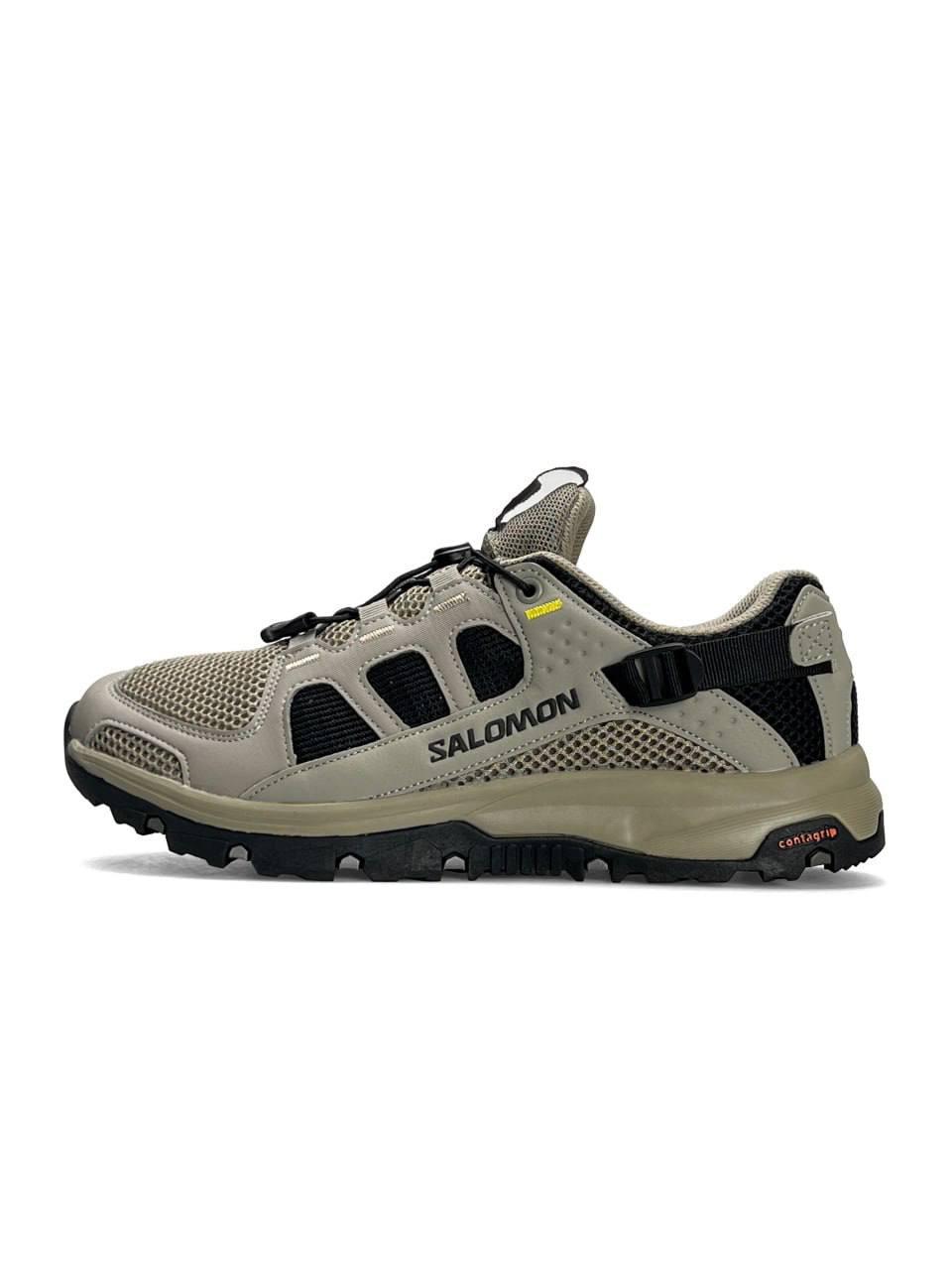 Чоловічі текстильні кросівки Salomon Tech Amphib 5 Beige Black, кеди сітка текстиль бежеві 41
