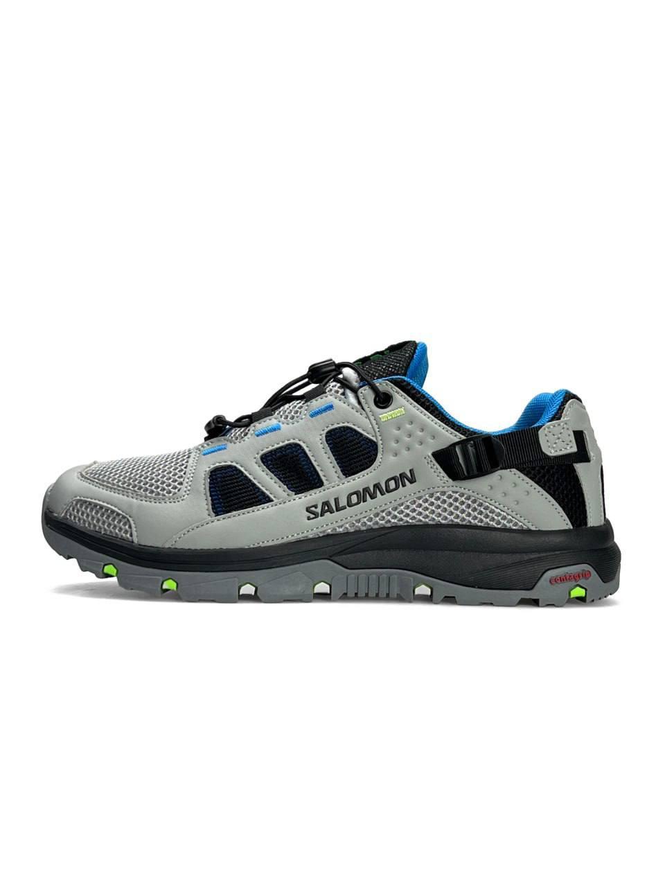 Чоловічі текстильні кросівки Salomon Tech Amphib 5 Light Grey Black, кеди сітка текстиль сірі 41
