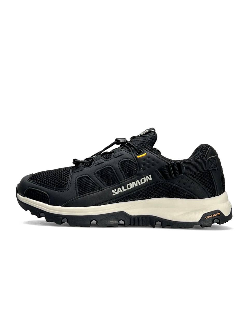Чоловічі текстильні кросівки Salomon Tech Amphib 5 Black White, кеди сітка текстиль чорні 41
