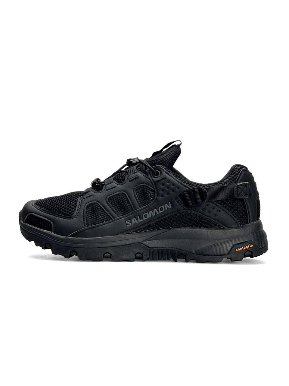 Чоловічі текстильні кросівки Salomon Tech Amphib 5 All Black, кеди сітка текстиль чорні 41