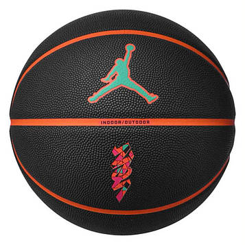 М'яч баскетбольний Nike JORDAN ALL COURT 8P Z WILLIAMSON DEFLATED чорний, жовтогарячий Уні 7 (Оригінал)