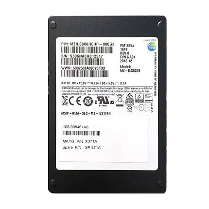 Твердотільний накопичувач SSD Samsung PM1635a / 2.5" / 800 GB / SAS 12G / 3 DWPD, фото 1