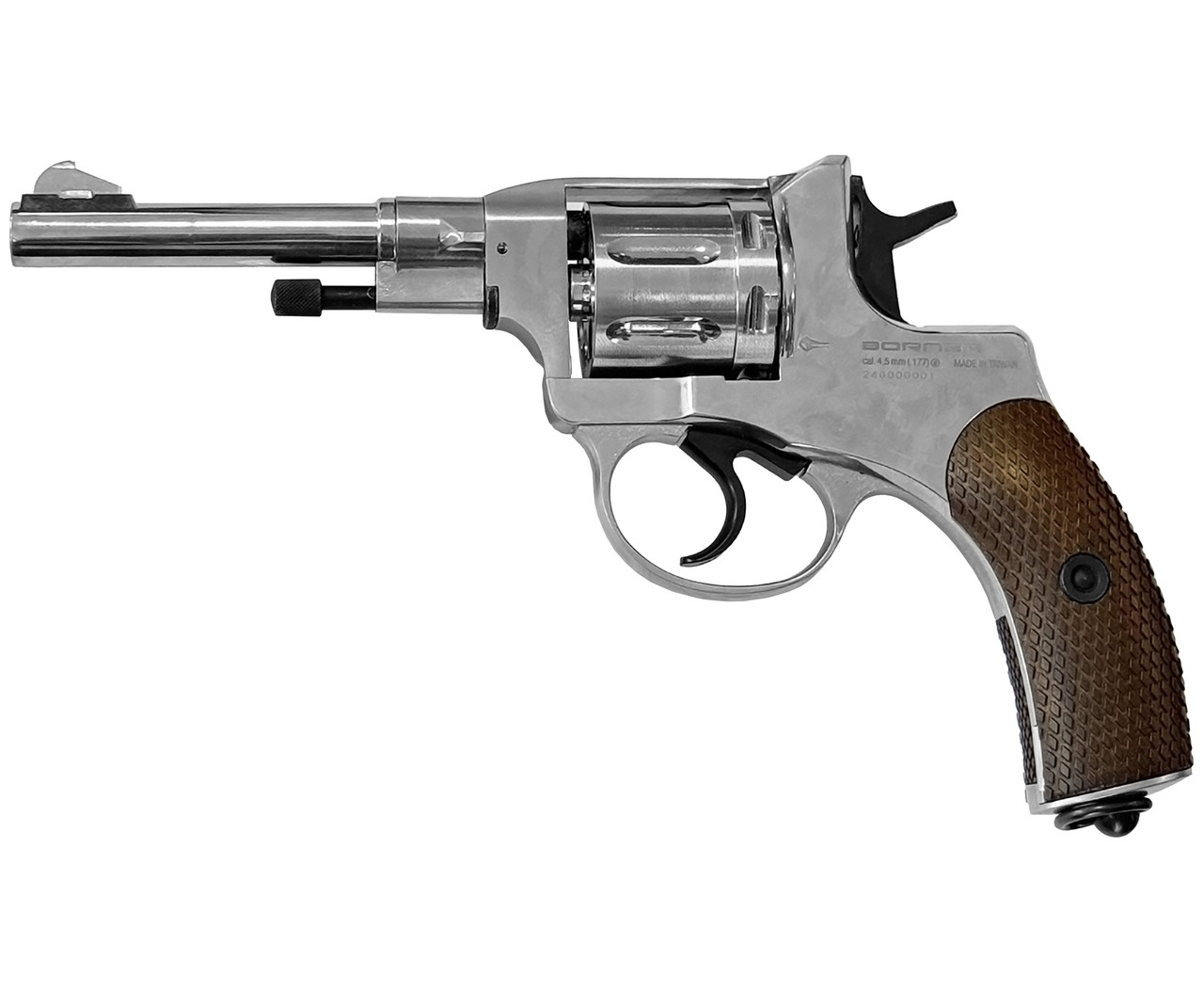 Пневматичний револьвер Borner Nagan Silver (метал, pellets) JGR