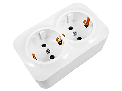 Розетка накладна 2-на з заземленням Нота біла LMR2307 Лємансо