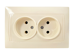 Розетка  кераміка 2-на Сакура крем LMR1117 Лємансо