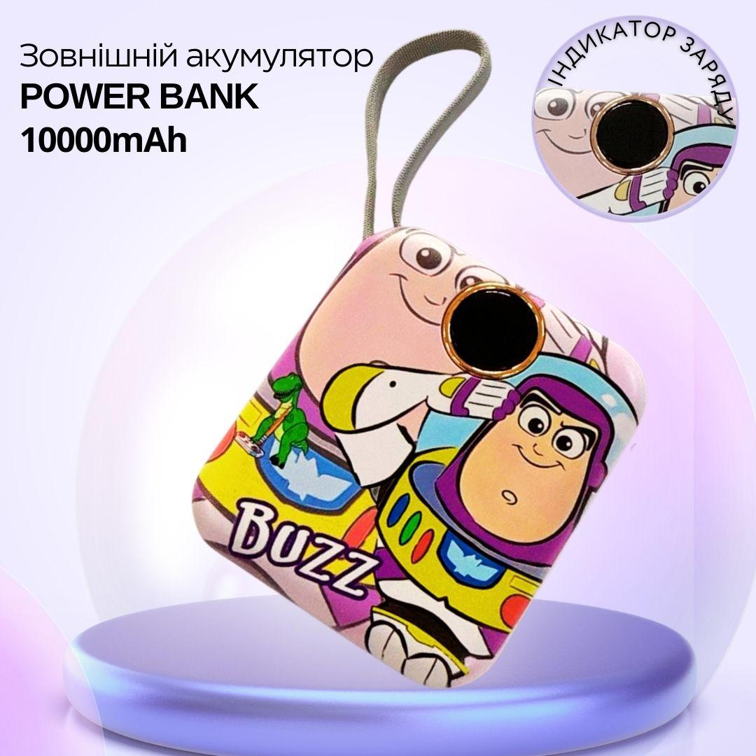 Павербанк зі швидкою зарядкою 10000мАг, Power Bank з двома вбудованими кабелями Lightning і Type-C, 120W Buzz, фото 1