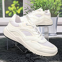 Кросівки жіночі Paolla білі еко-шкіра з текстильними вставками 4865, фото 3