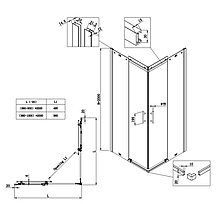Душова кабіна без піддона Koer SR SC03-100x100x200-TR-01 прозоре скло Easy Clean 6 мм, хром (KR5357), фото 5
