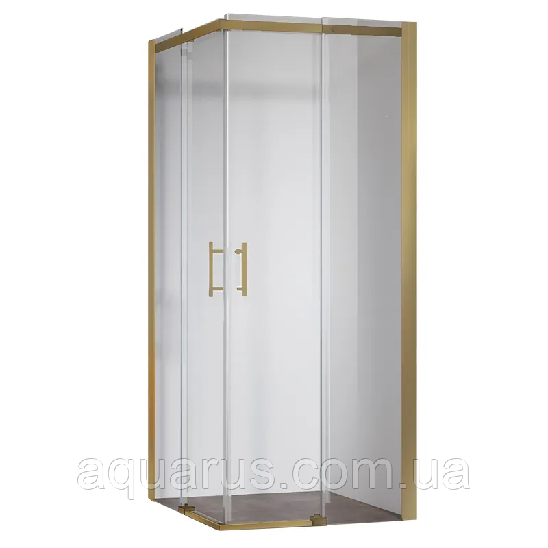 Душова кабіна без піддона Koer SR SC03-90x90x200-TR-12 прозоре скло Easy Clean 6 мм, матове золото (KR5358)