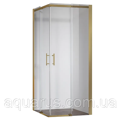 Душова кабіна без піддона Koer SR SC03-90x90x200-TR-12 прозоре скло Easy Clean 6 мм, матове золото (KR5358), фото 1