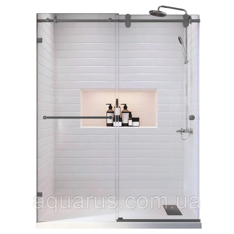 Двері в нішу Koer SR SD06-140x220-TR-07 прозоре скло Easy Clean 8 мм, графіт (KR5369)