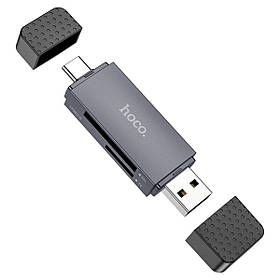 Кардрідер HOCO HB45 Spirit 2-in-1 USB/Type-C 2.0 card reader Metal Gray ly