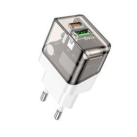 Мережевий зарядний пристрій BOROFONE BA80A Scenery PD20W+QC3.0 charger (EU) Transparent Black yL.