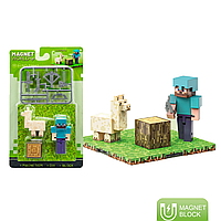 Магнітний конструктор Minecraft з фігурками Стіва та лами