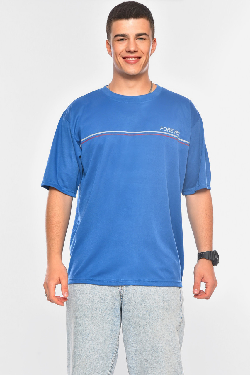 Футболка чоловіча батальна синього кольору 200454M, фото 1