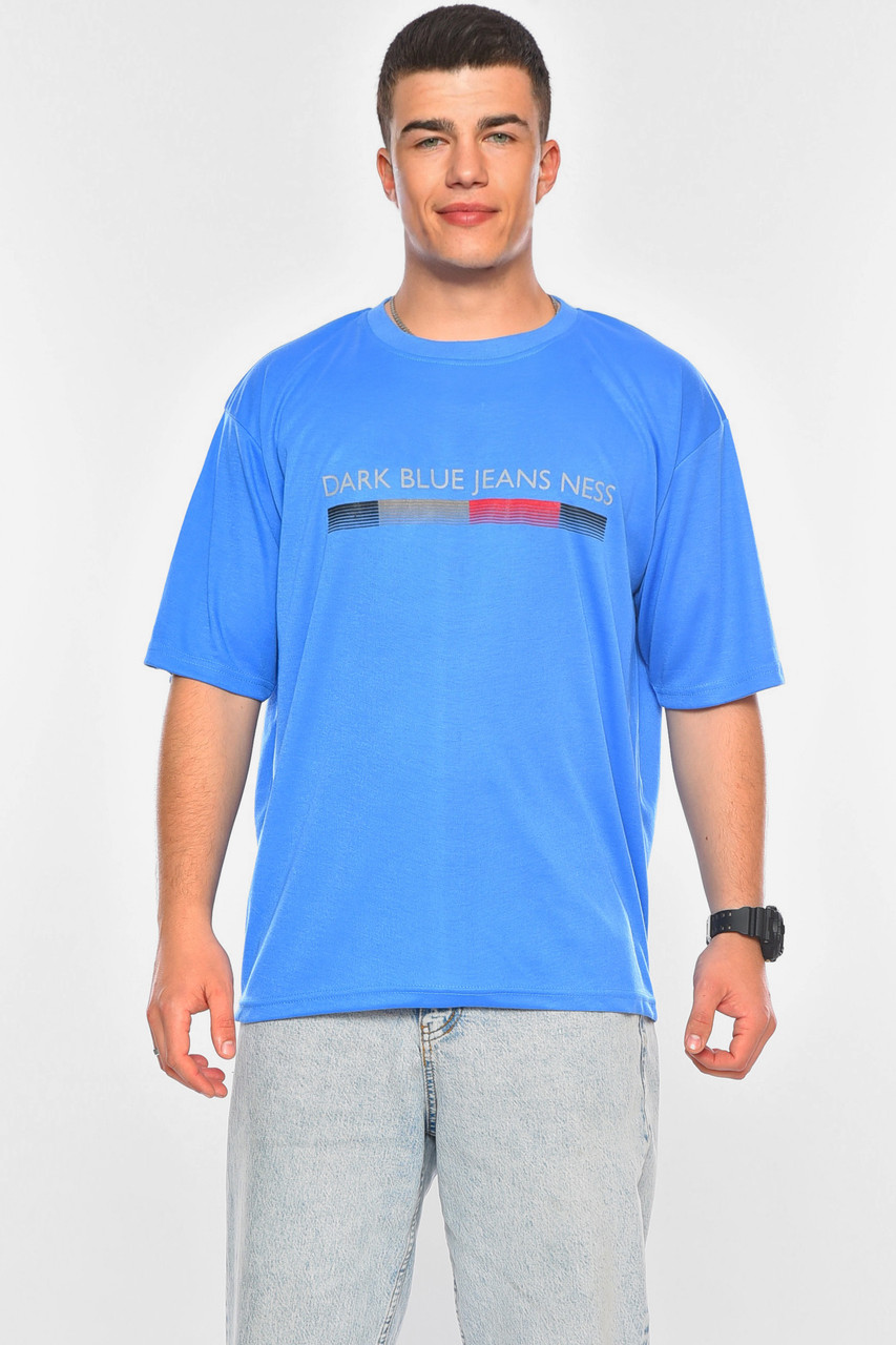 Футболка чоловіча батальна синього кольору 200458M, фото 1